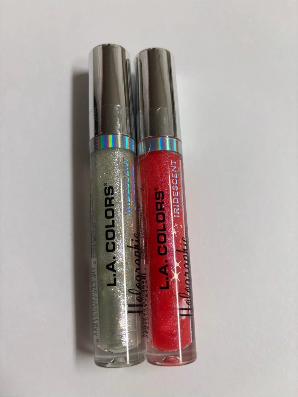 L.A. COLORS Holographic Iridescent Lip Gloss Duo - Clear & Hot Pink